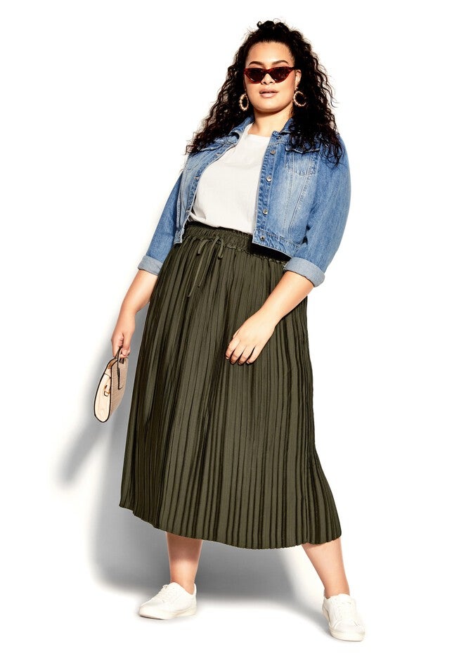 Pretty Pleat Skirt - fern, GREEN, on-hover image number 1