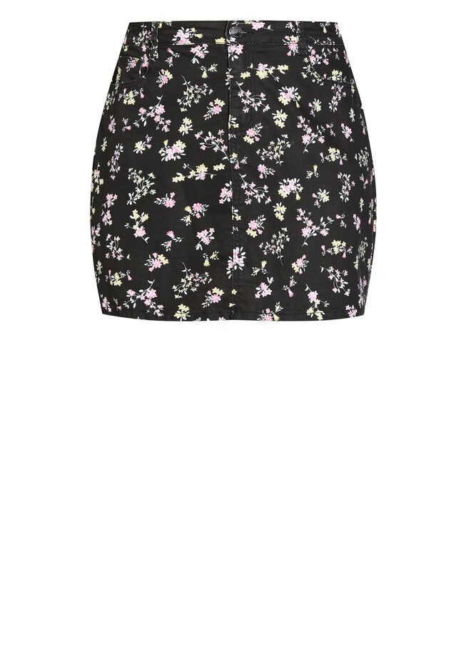 Summer Ditsy Skirt - black, BLACK, alternate image number null