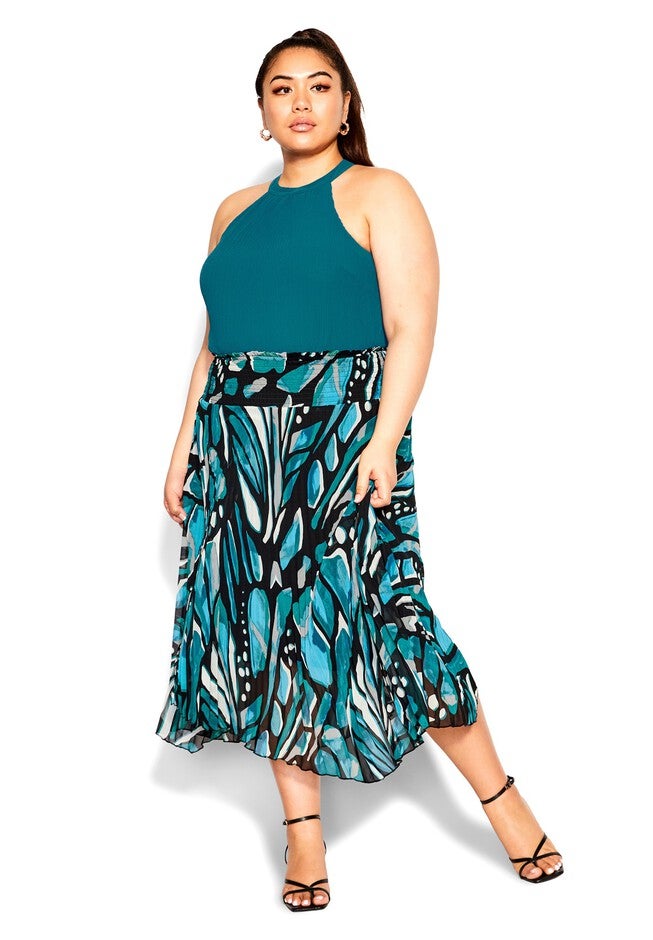 Sabrina Print Skirt - teal, GREEN, alternate image number 4