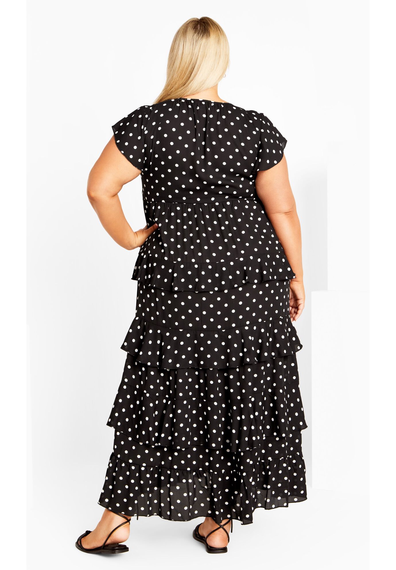 Serena Maxi Dress, BLACK WHITE SPOT, on-hover image number 1