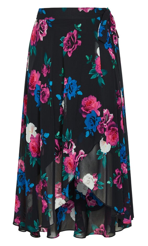 Michaela Print Skirt - black, BLACK, alternate image number 4