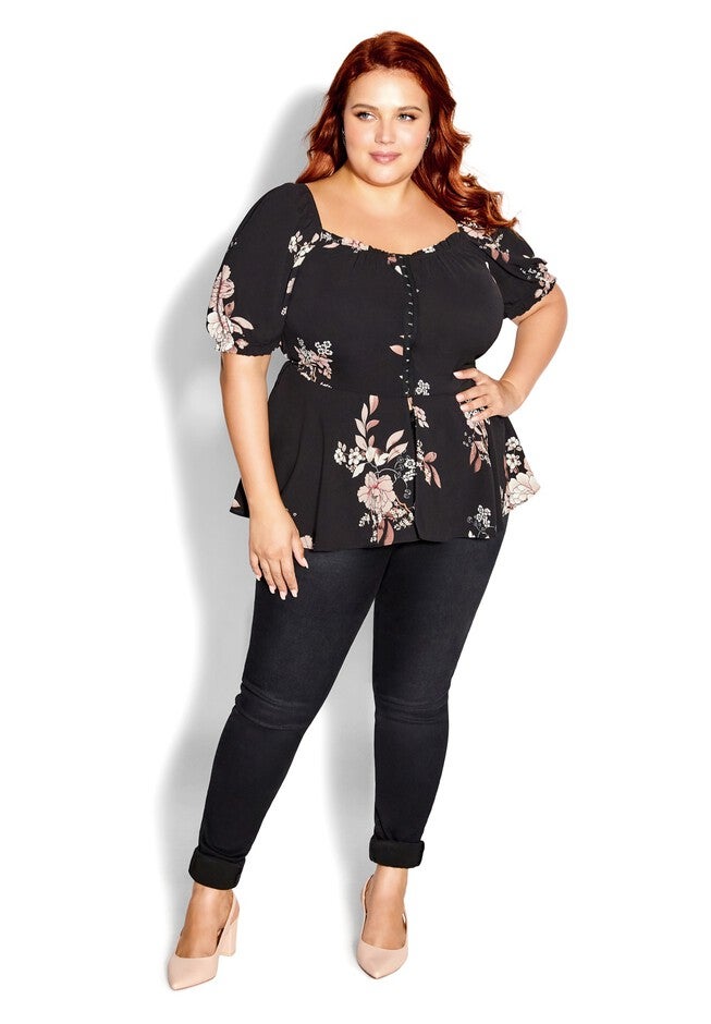 Quirky Print Top - black pink, GREY, alternate image number null
