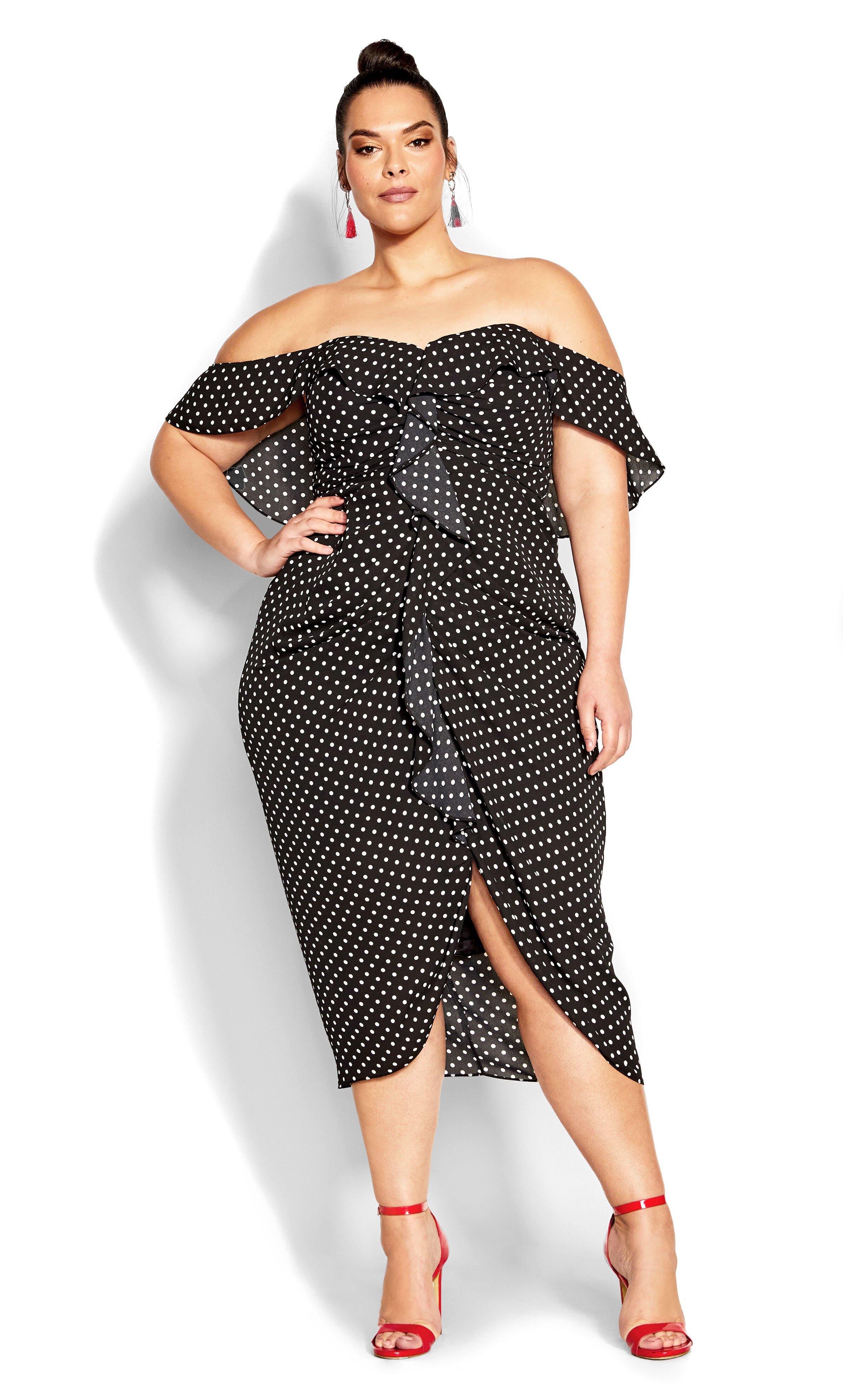 Gina Polka Dot Dress - black, BLACK, hi-res image number 0