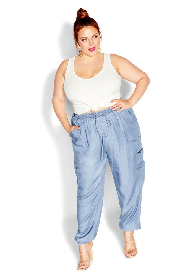Natalie Pant - chambray, BLUE, hi-res image number null