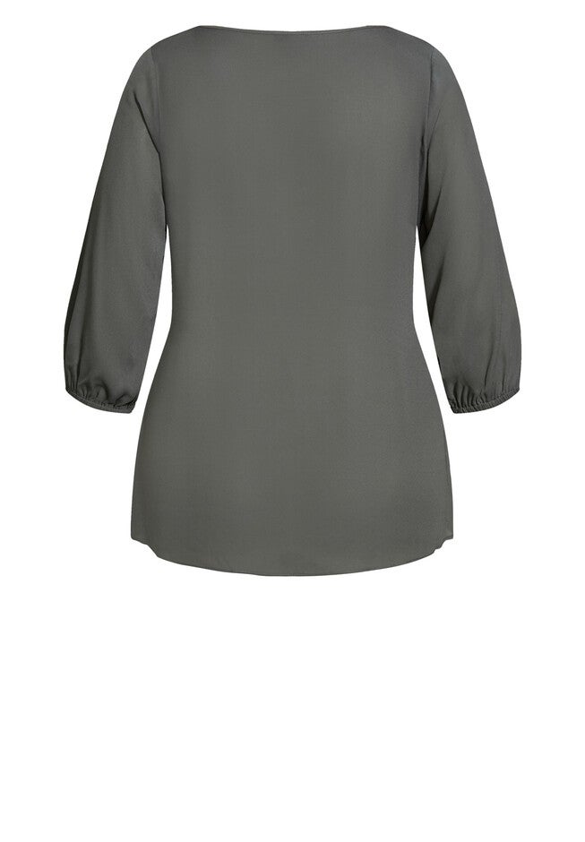 Sexy Fling Elbow Sleeve Top - deep sage, GREEN, alternate image number null