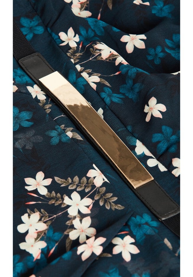 Cascade Floral Dress - navy, BLUE, alternate image number 3