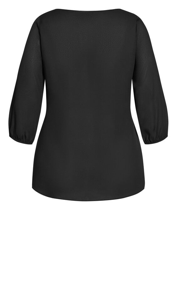 Sexy Fling Elbow Sleeve Top - black, BLACK, alternate image number null