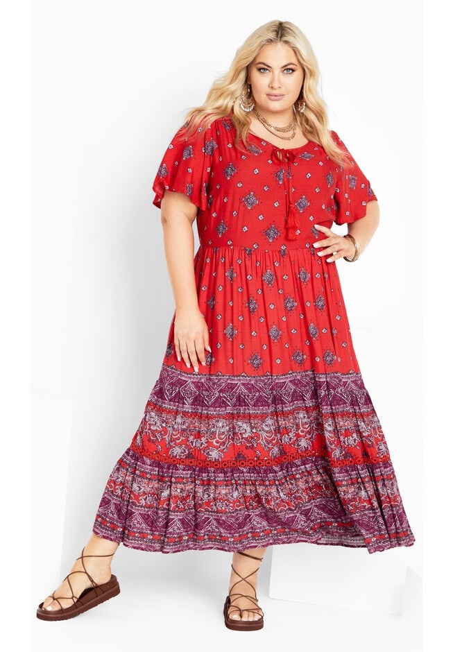 Zariah Maxi Dress, CRIMSON BORDER, hi-res image number 0