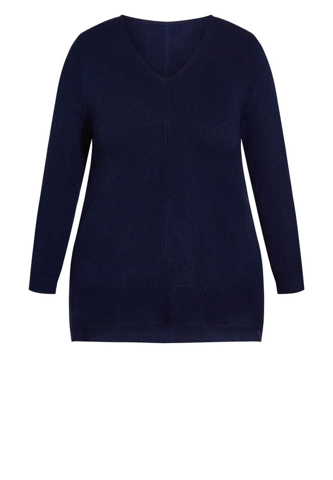 Deep Valley V Neck Sweater, NAVY, alternate image number null