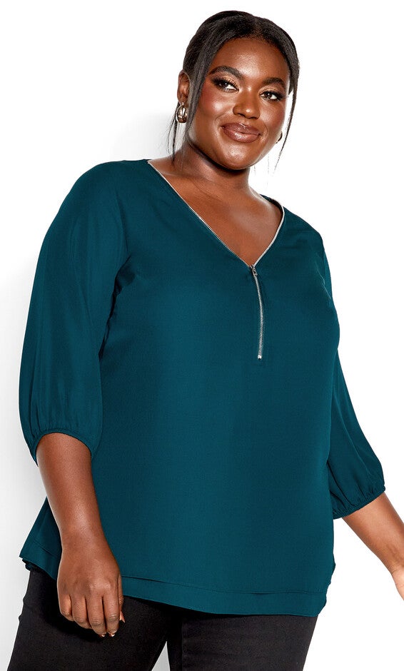 Sexy Fling Elbow Sleeve Top - jade, GREEN, alternate image number null