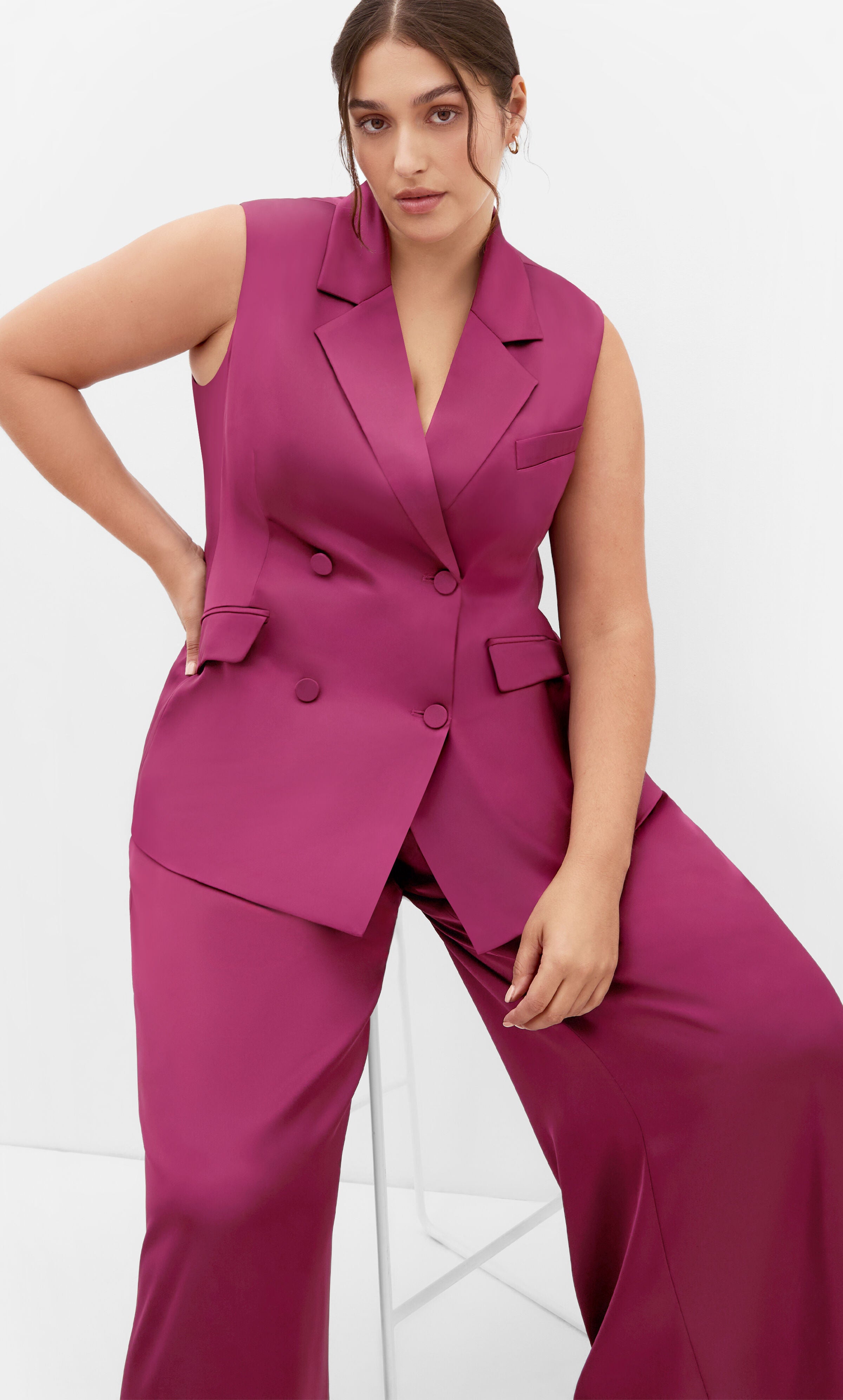 Rylie Satin Vest, RED, hi-res image number 0