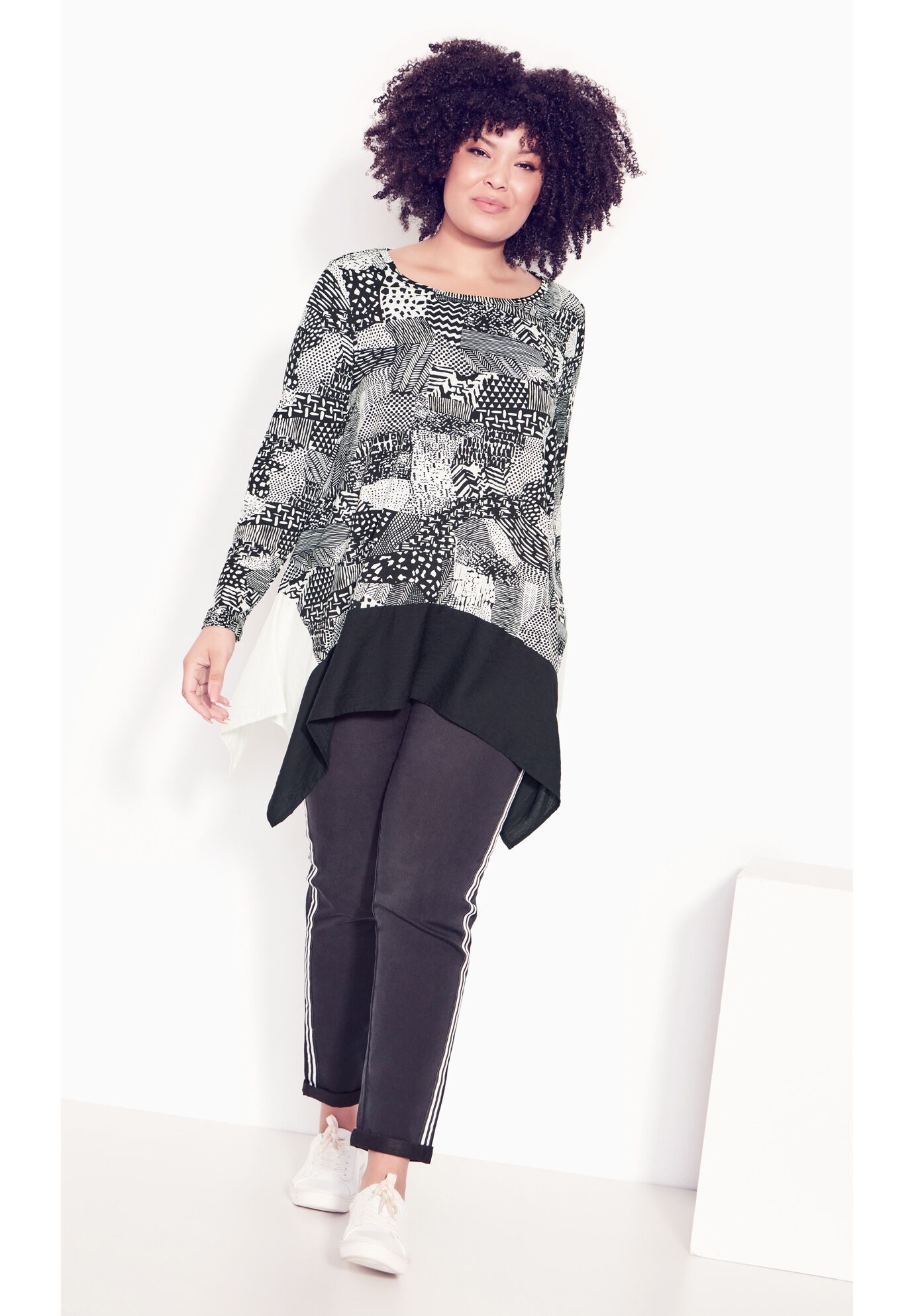 Florence Print Top, PATCH PRINT BLACK, alternate image number 3