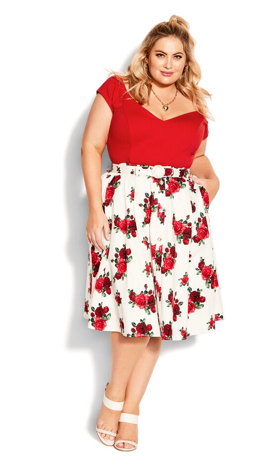 Vintage Rose Skirt - ivory, WHITE, hi-res image number null