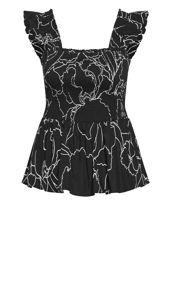 Marli Print Top - black, BLACK, alternate image number 3
