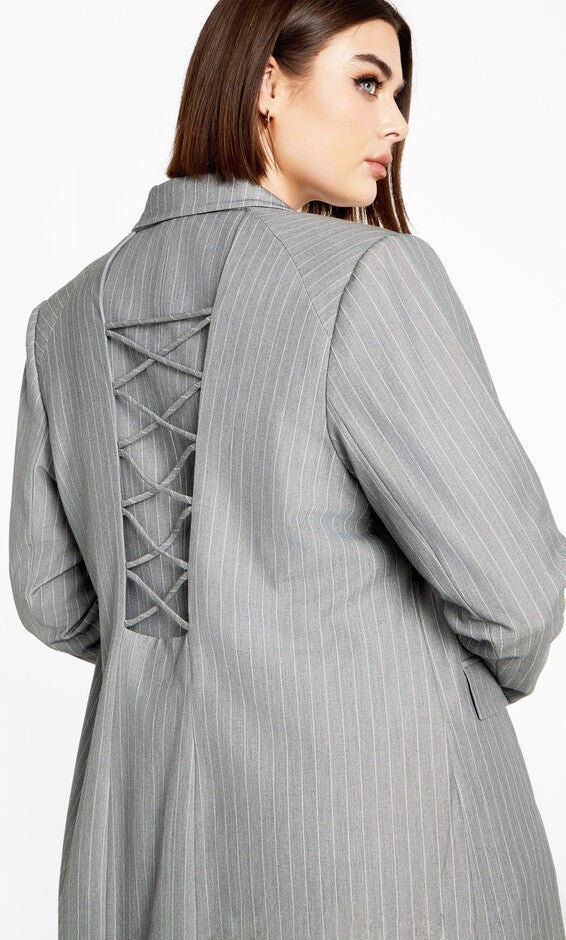 Jazmin Pinstripe Jacket - silver, GREY, alternate image number 2