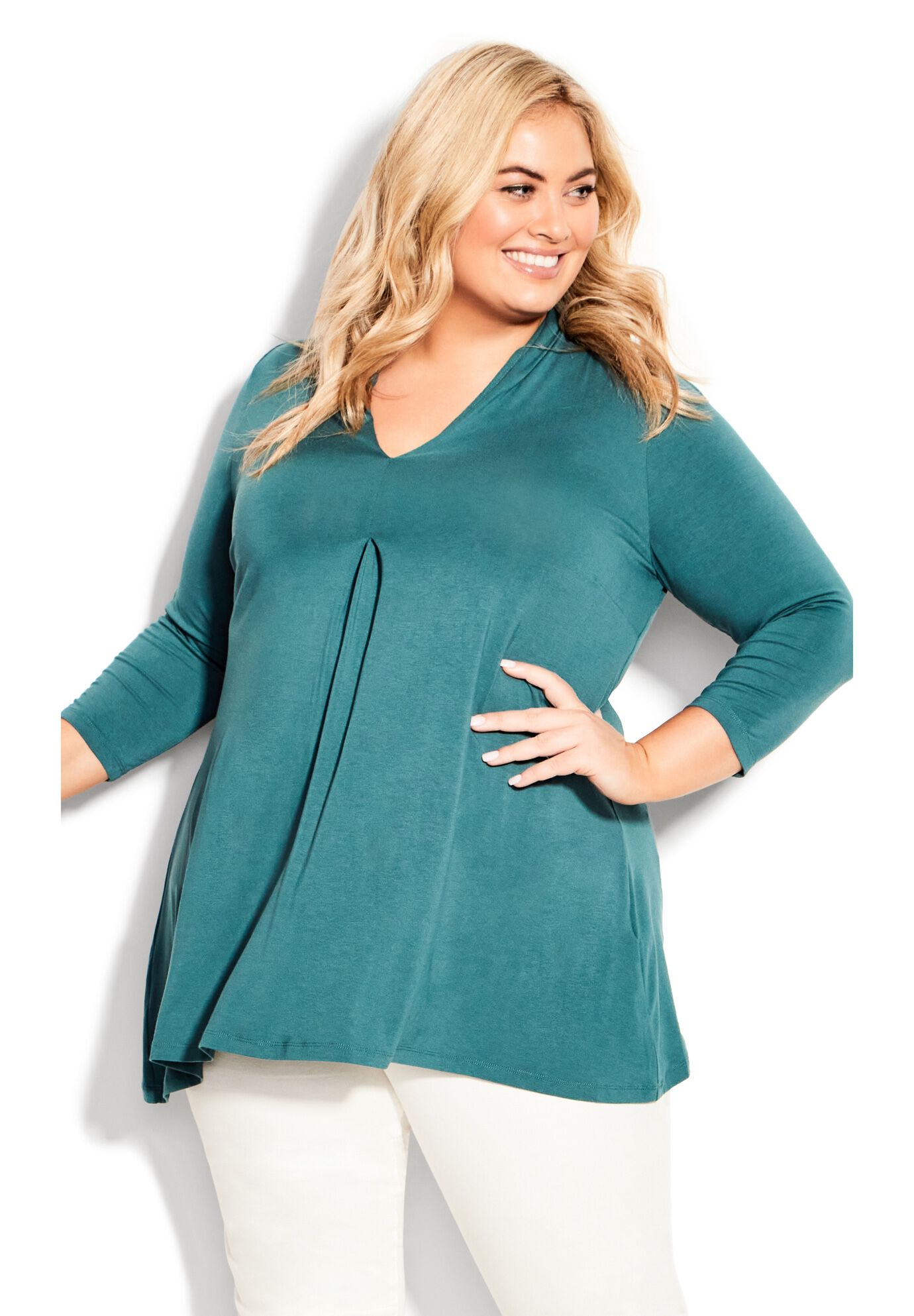 Ellis Plain Tunic, TEAL, alternate image number 3