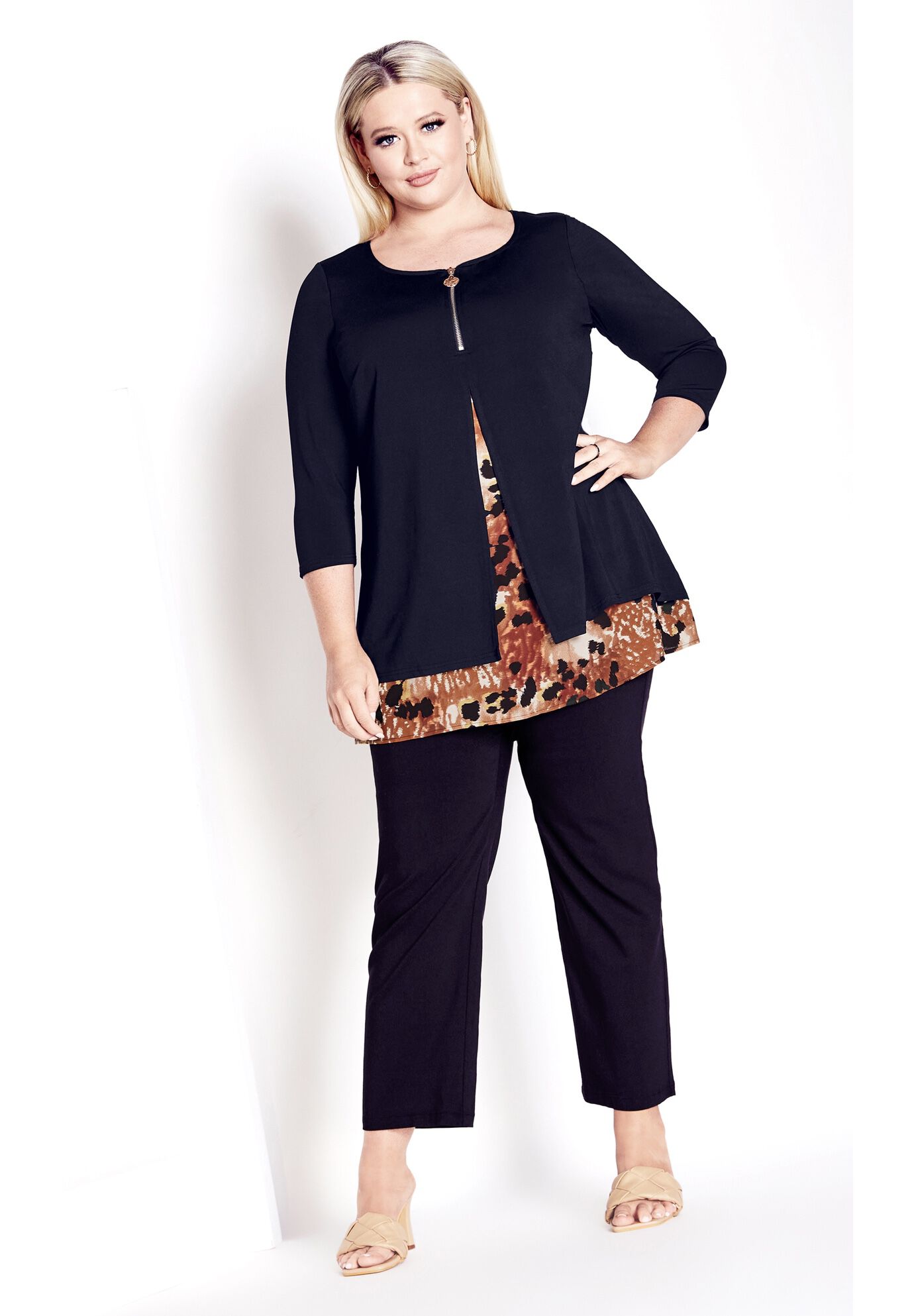Tamara Print Tunic, BLACK ANIMAL, alternate image number 2