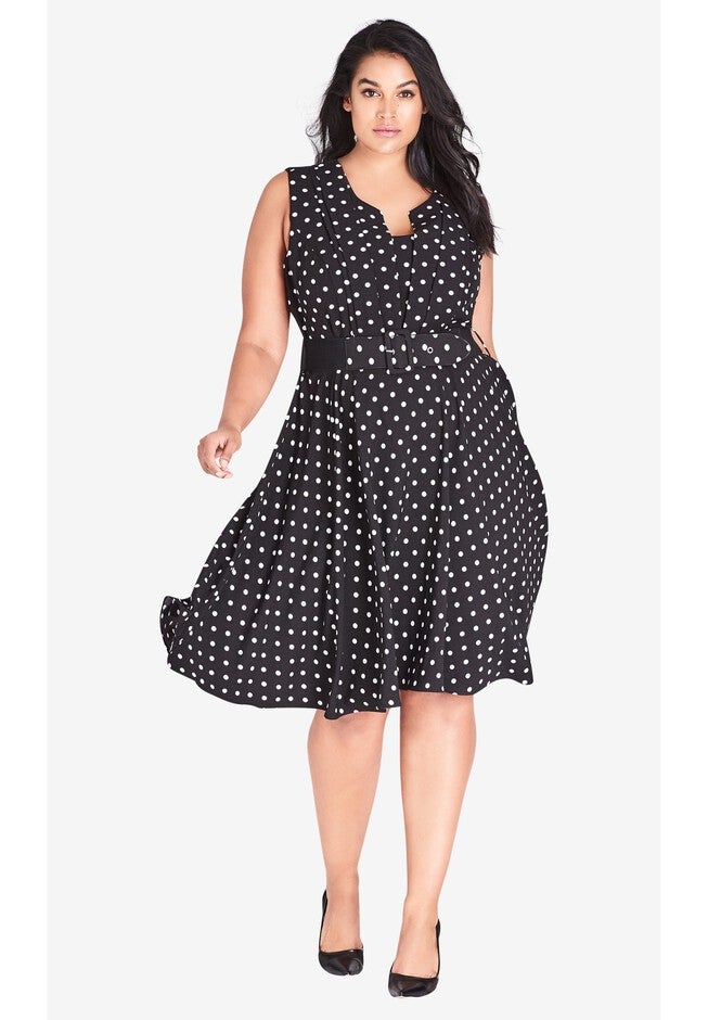 Vintage Spot Dress - black, BLACK, hi-res image number null