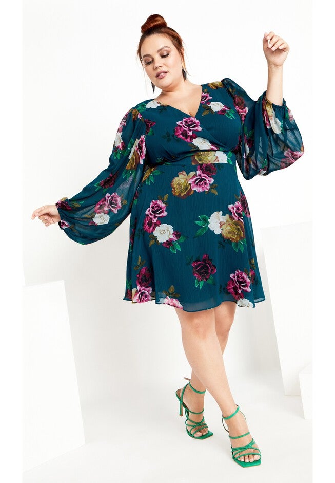 Khloe Print Dress - teal, GREEN, on-hover image number null