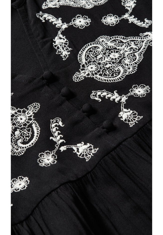 Amahle Lace Embroidered Button Down Blouse, BLACK, alternate image number 7