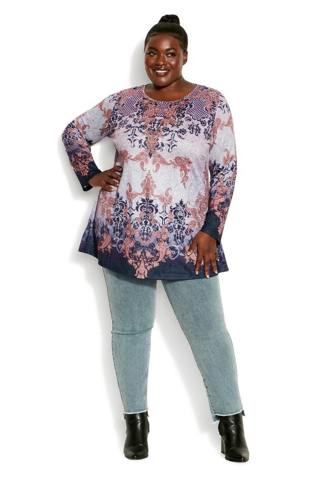 Callie Top, RED ORNATE, alternate image number null