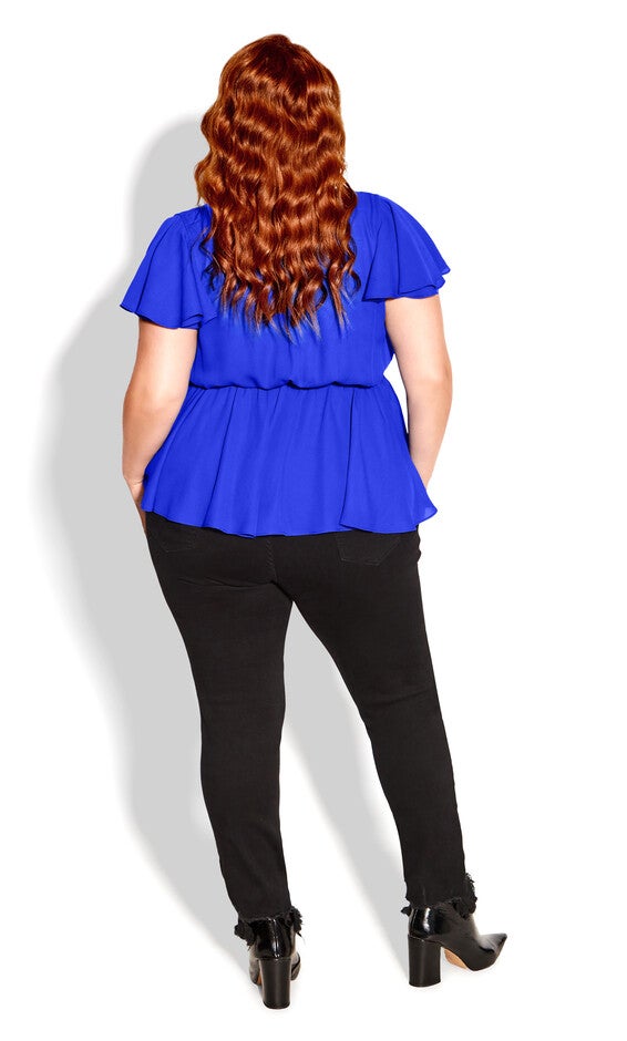 Wrap Frills Top - cobalt, BLUE, alternate image number null