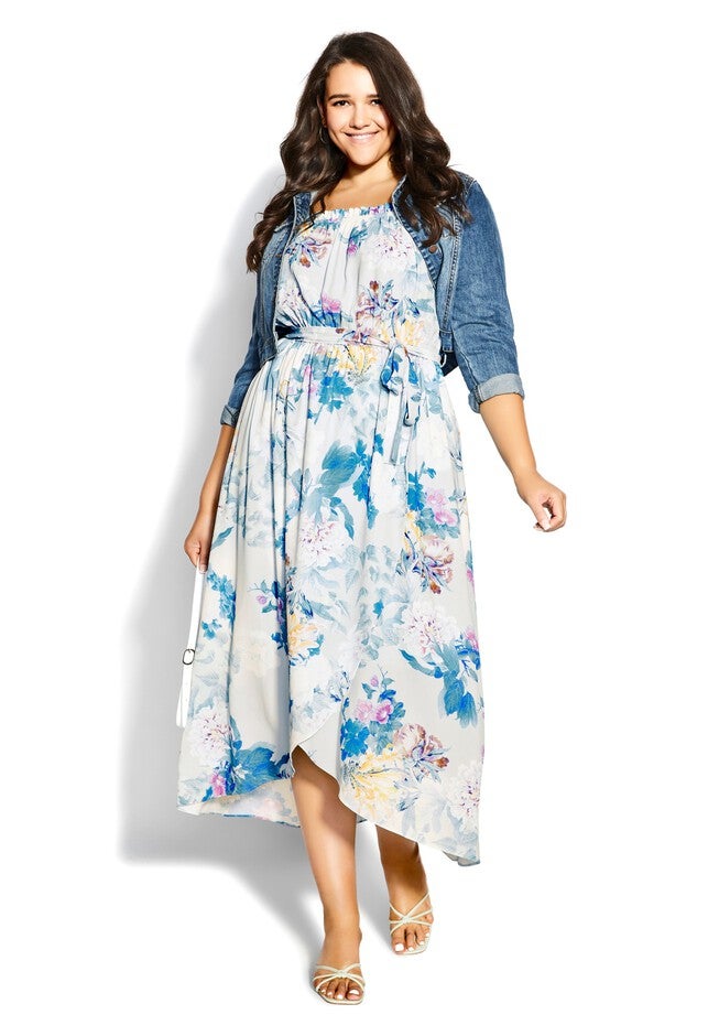 Kiku Floral Maxi Dress - blue, BLUE, alternate image number null