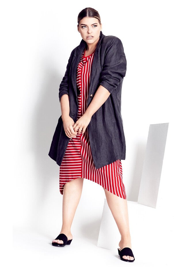 Zena Stripe Dress - red, RED, on-hover image number null