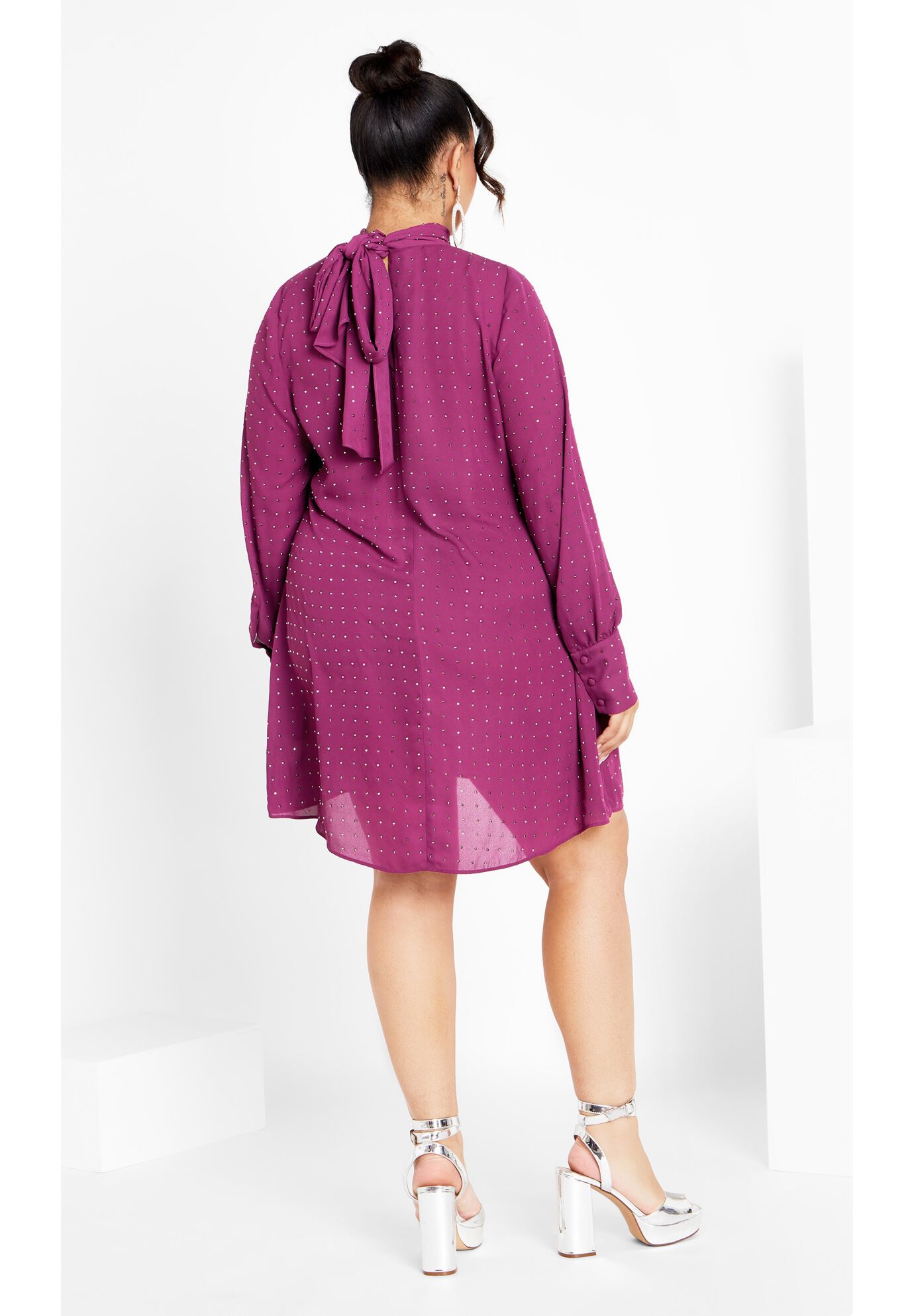 Nailhead Tunic - mulberry, PURPLE, on-hover image number 1