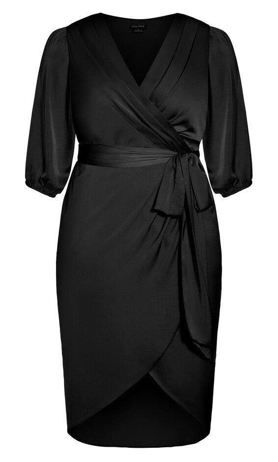 Opulent Elbow Sleeve Dress - black, BLACK, alternate image number 4