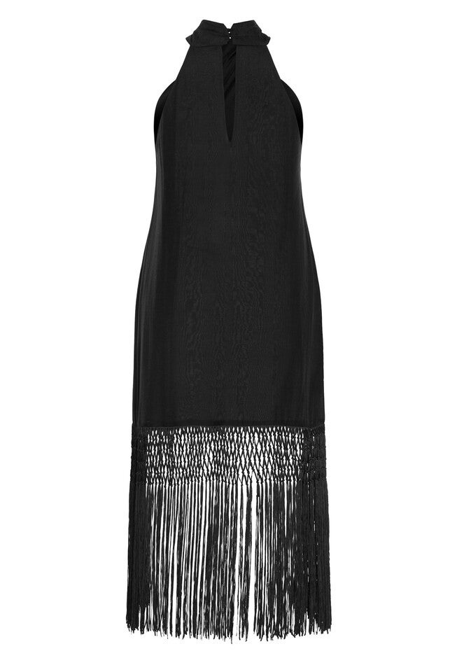 Calypso Fringe Dress - black, BLACK, alternate image number null