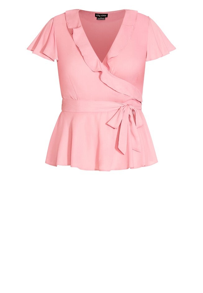 Wrap Frills Top - rose, PINK, alternate image number 4