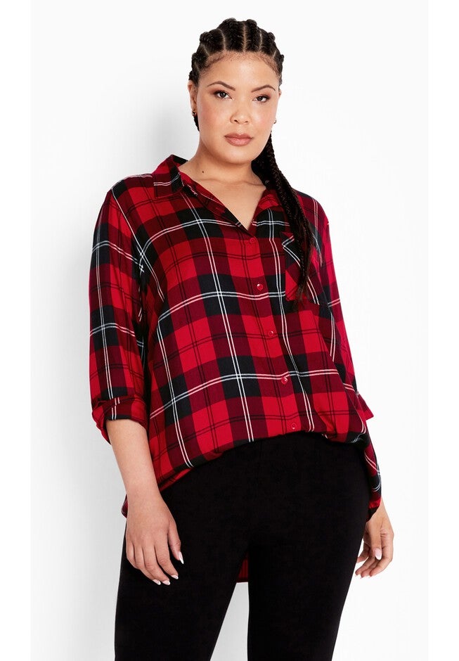 Kylee Check Shirt, RED BLACK, hi-res image number 0