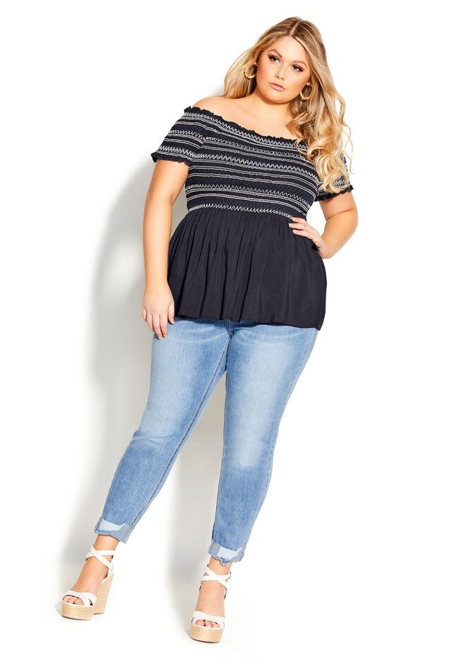 Stitch Detail Top - navy, BLUE, on-hover image number null