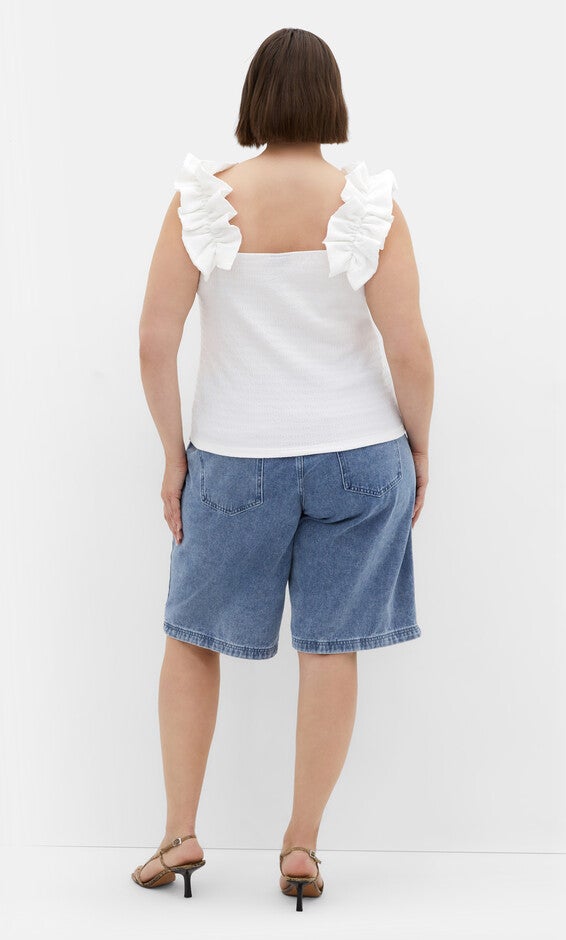 Aria Frill Top - white, WHITE, alternate image number 3