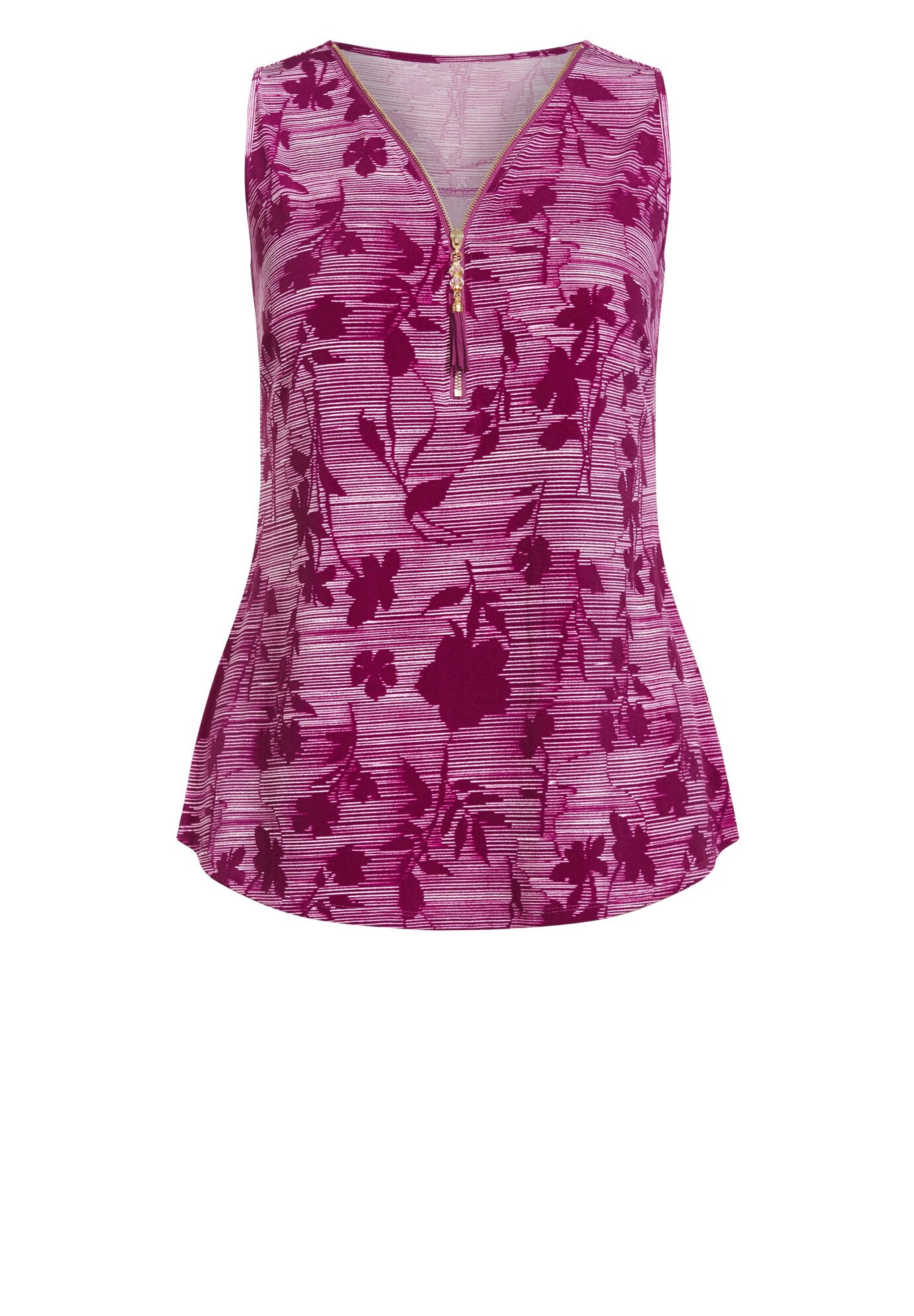 Liana Print Top, BERRY BLURRED FLORAL, alternate image number 3