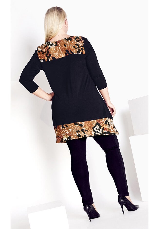Shari Print Tunic, BLACK ANIMAL, alternate image number null