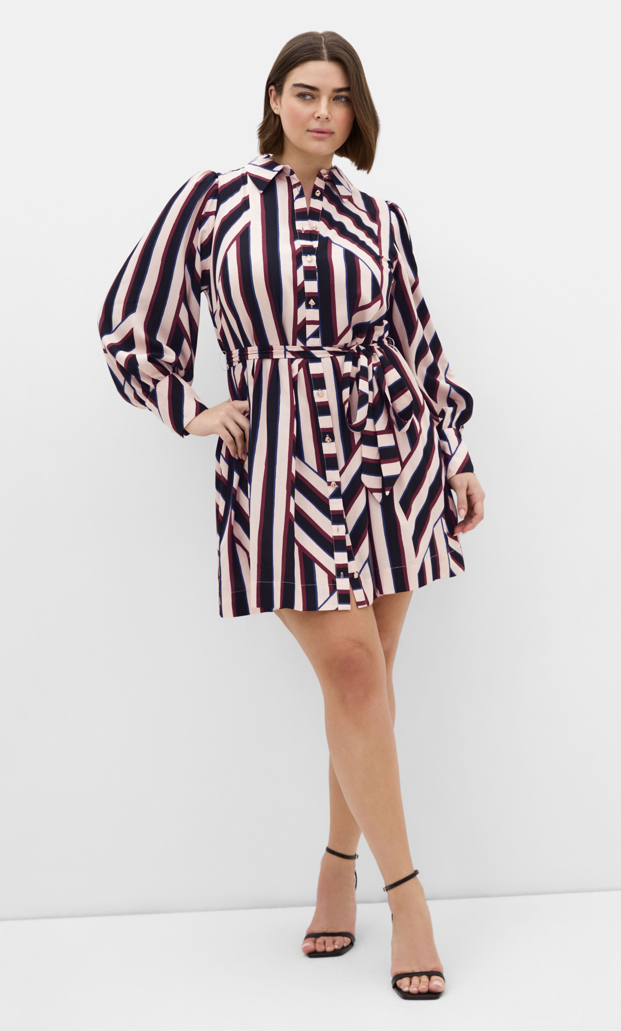 Timeless Stripe Mini Dress, BLACK, on-hover image number 1