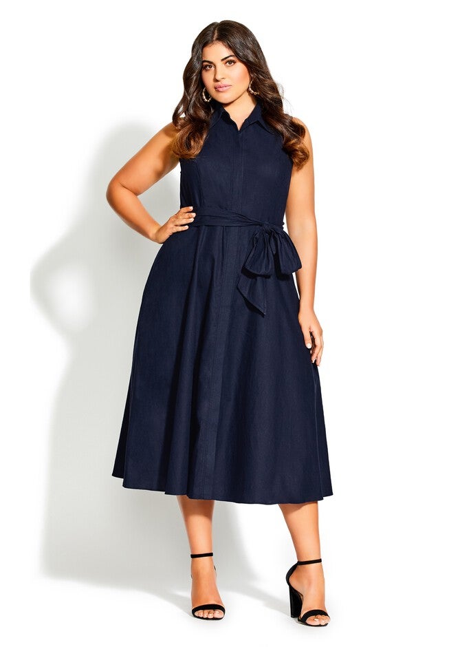 Shirt Detail Dress - navy, BLUE, hi-res image number null