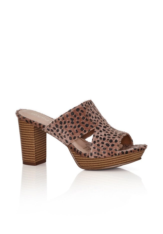 WIDE FIT Remy Animal Mule - tan, BROWN, hi-res image number 0