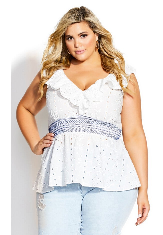 Summer Fiesta Top - ivory, WHITE, hi-res image number 0