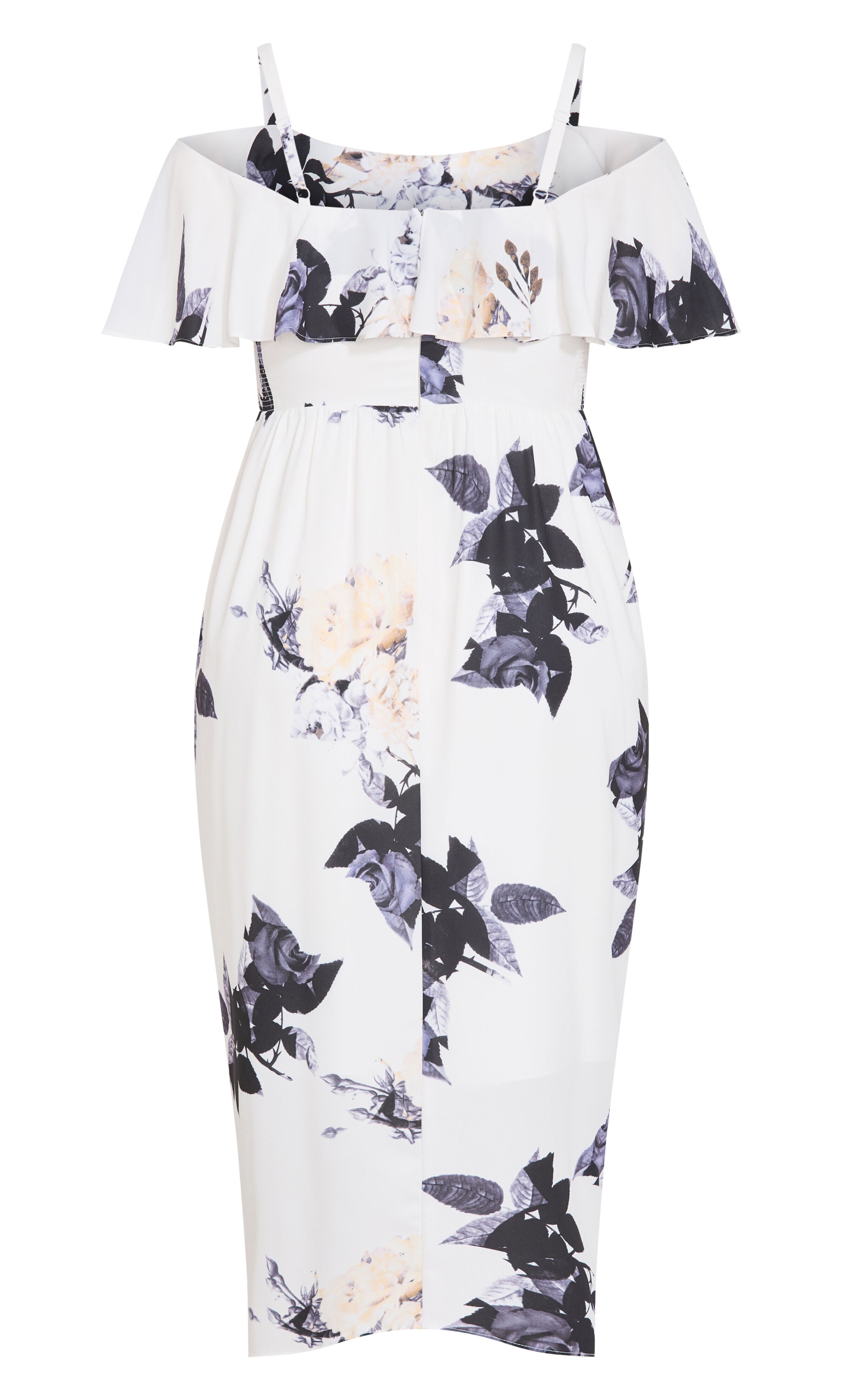 Floral Drape Midi Dress, WHITE, alternate image number 4