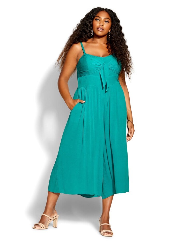 Beach Front Jumpsuit - aqua, BLUE, hi-res image number 0