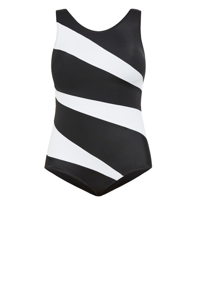 Tropics Spliced 1Piece Swimsuit, BLACK, alternate image number null