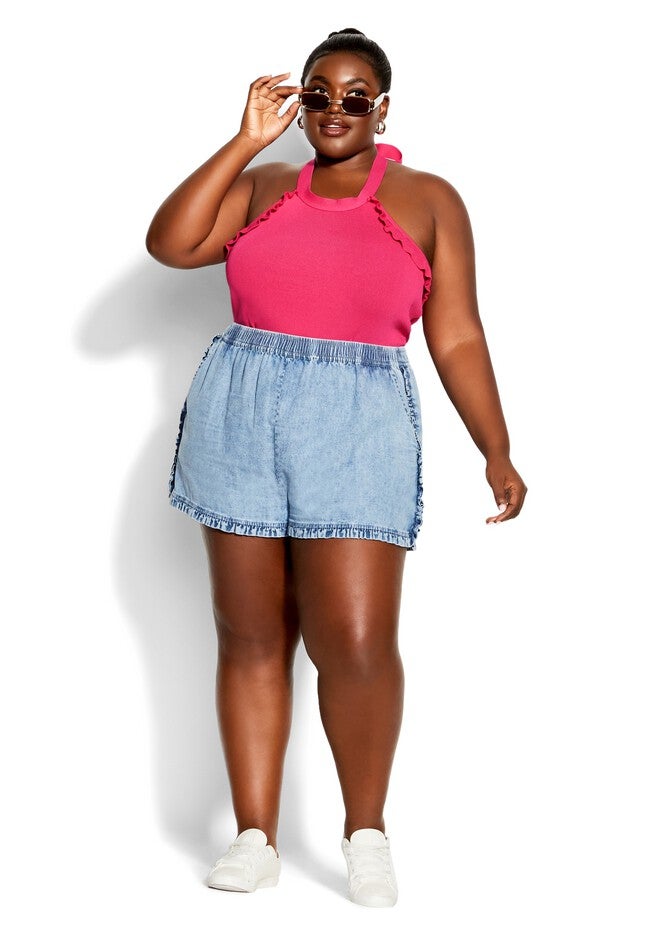 Ruffled Top - bright pink, PINK, on-hover image number 1