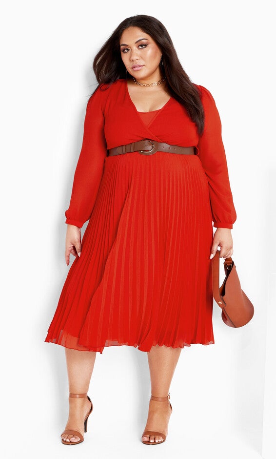 Precious Pleat Dress - tigerlily, ORANGE, alternate image number null