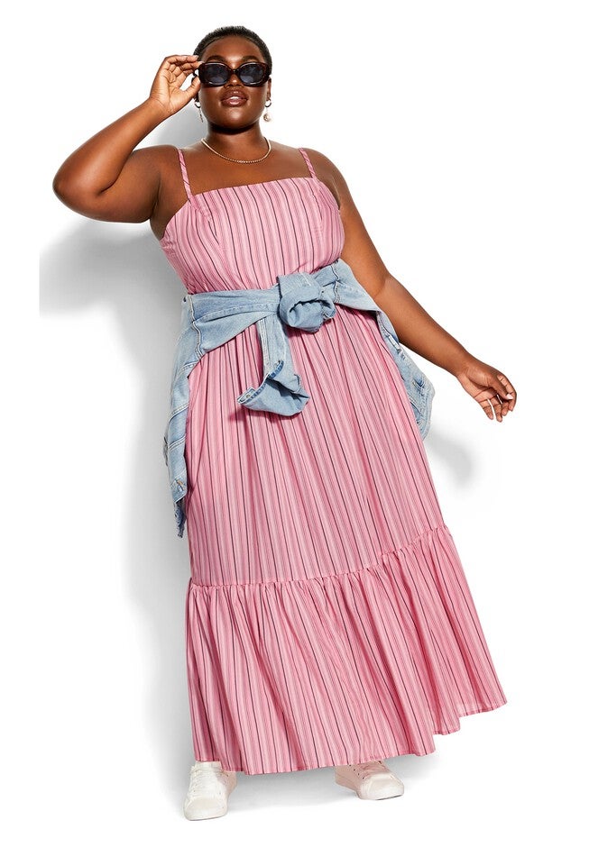 Stripe Swish Maxi Dress - blush, PINK, on-hover image number null