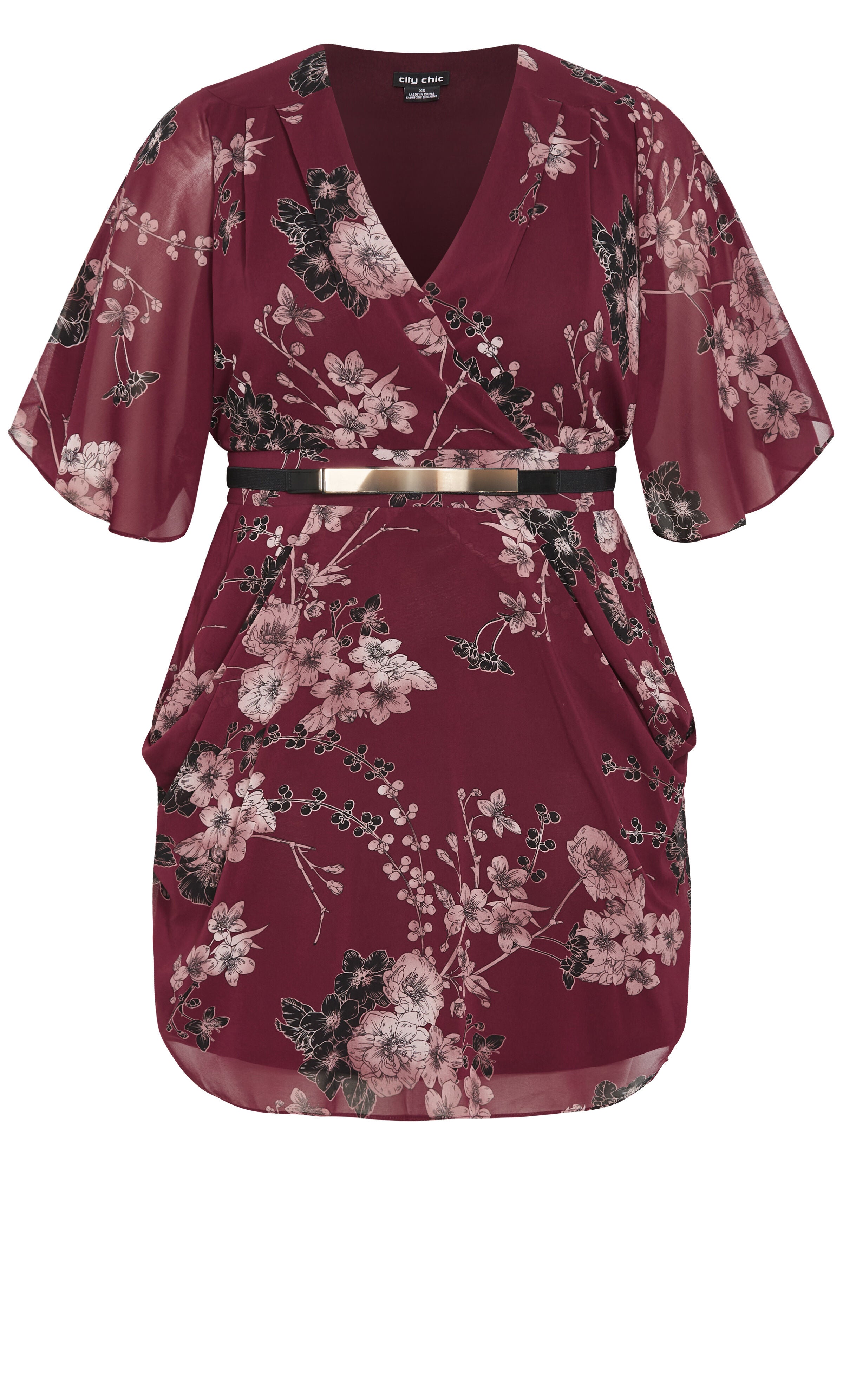 Bold Blossom Wrap Dress - ruby, RED, alternate image number 4