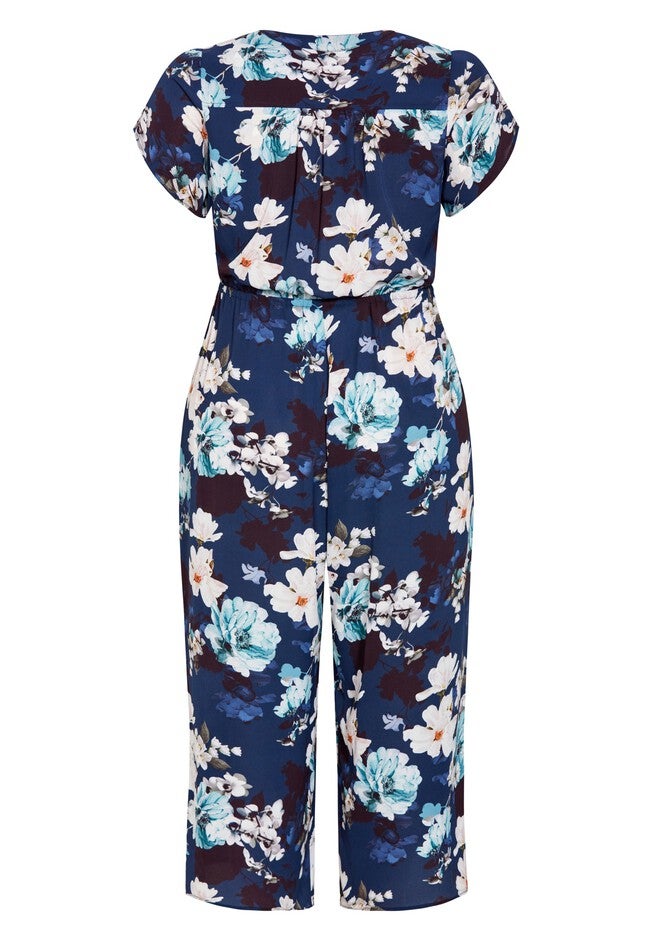 Alycia Print Jumpsuit - navy, BLUE, alternate image number null