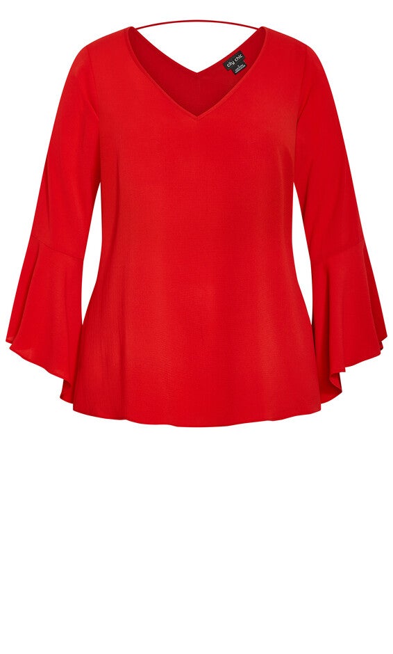 Bell Sleeve Top - love red, RED, alternate image number null
